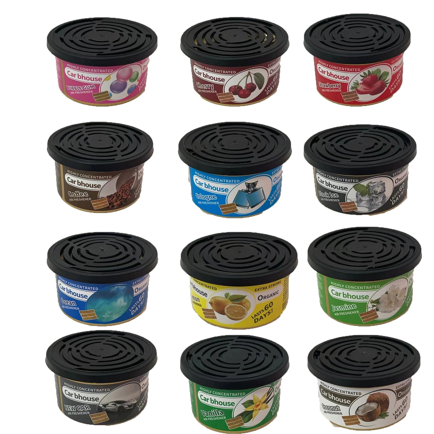 Organic Air Freshener Tank, Bubble Gum Scent, 3 Anti-Spill Blocks per Can, Perfect for Car Scent, New Car Scent, Suitable for Ho