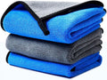 3 Pack Cleaning Towels, 16 X 12 Inch 800GSM, Thick and Quick Drying Ultrasoft Microfiber Dual-Sided Cloth for Car Washing and Polishing Waxing Auto Detailing, Household Cleaning (Grey/Yellow)